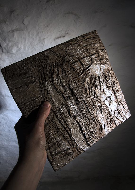 Sculptural relief interacting with natural light across textured surfaces.