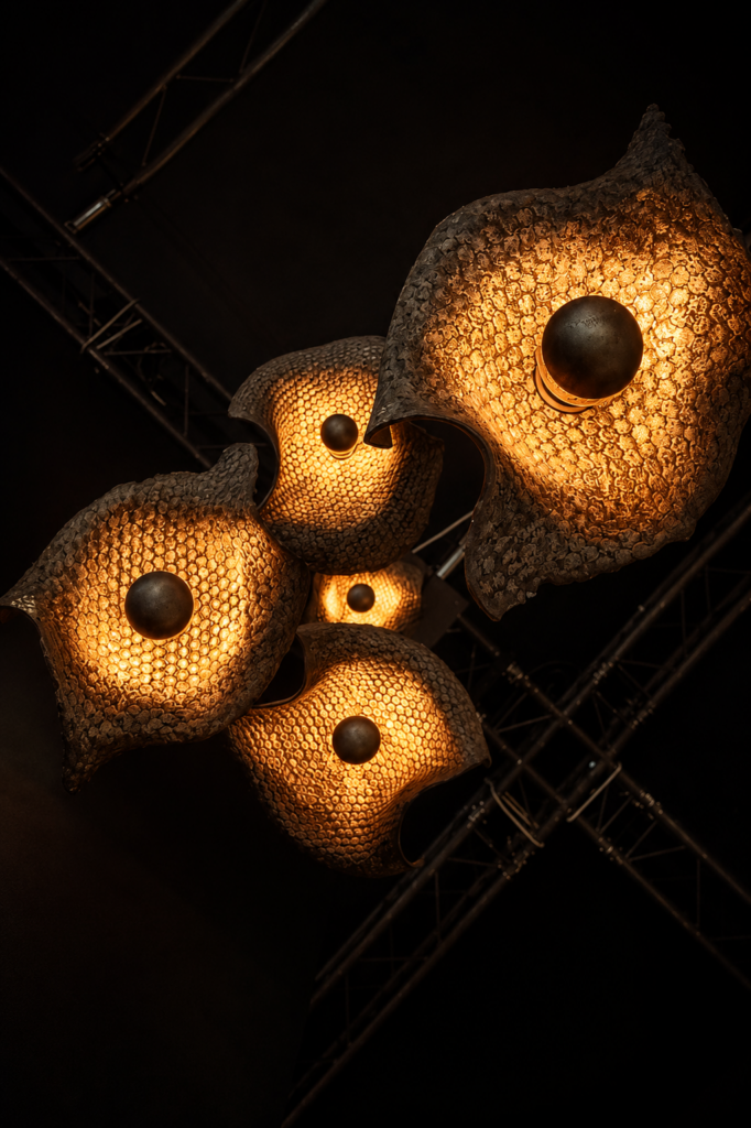 Sculptural lighting designed to create an immersive interior atmosphere.