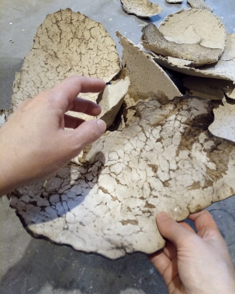 Sculptural process combining handcraft, research and material exploration.