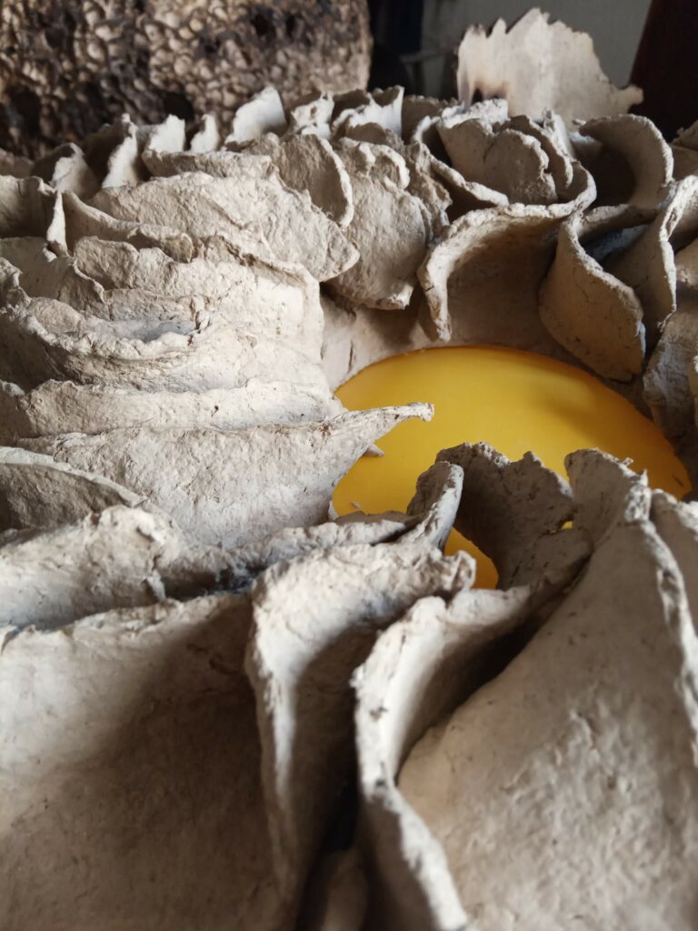 Material experimentation in the artist's studio.