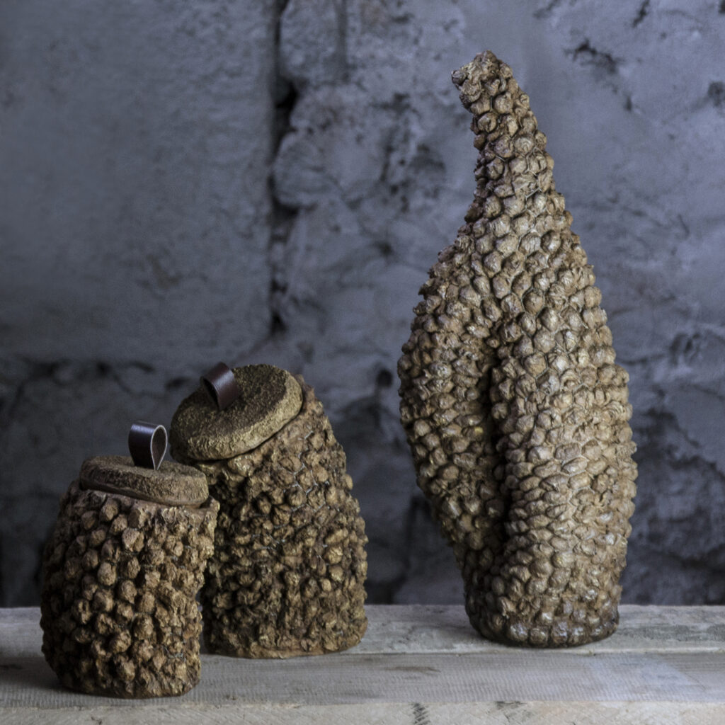 Sculptural objects expressing a personal material language linking texture, and perception
